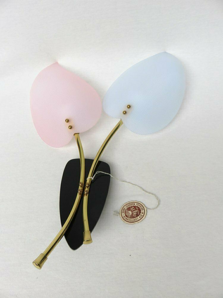 Floral Wall Lights In Acrylic Glass & Brass From Geru Lights, 1950s, Set Of 2 photo vinterior