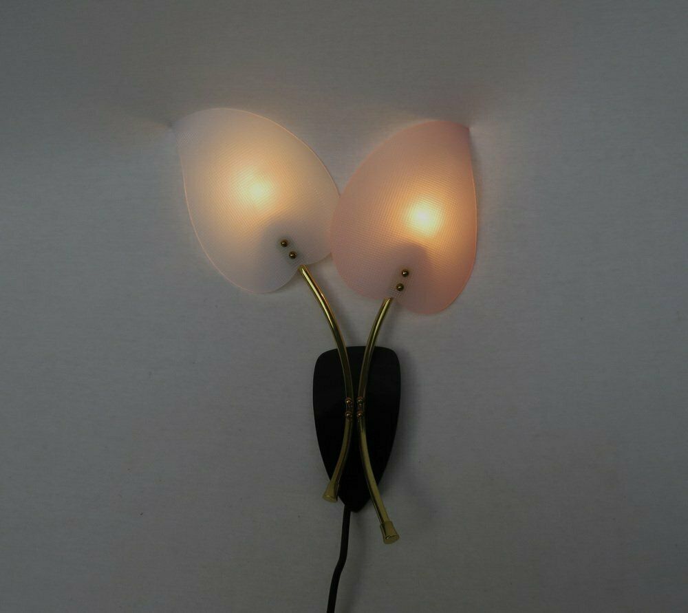 Floral Wall Lights In Acrylic Glass & Brass From Geru Lights, 1950s, Set Of 2 photo buy