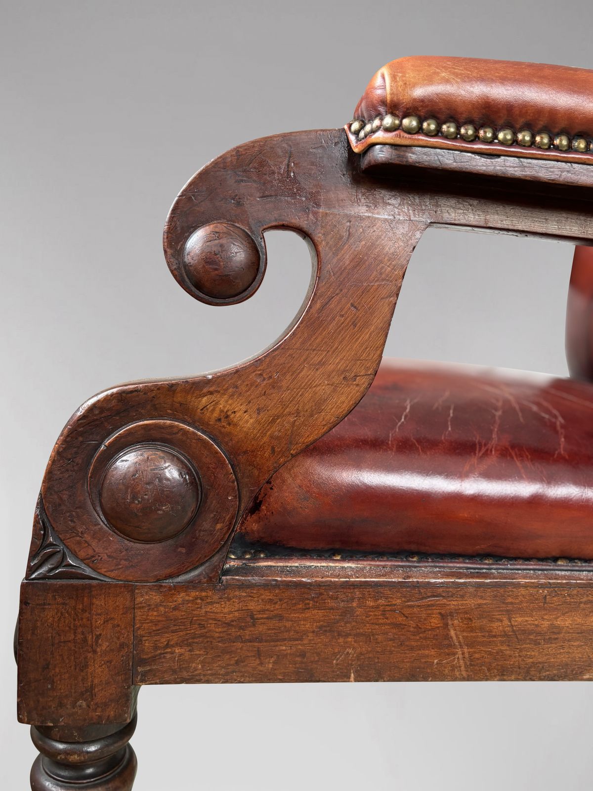 19th Century William IV Period Mahogany & Leather Library Armchair photo buy