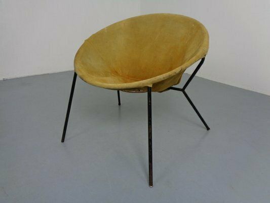 Danish Suede Folding Ballon Chair By Hans Olsen For Lea, 1960s photo vinterior