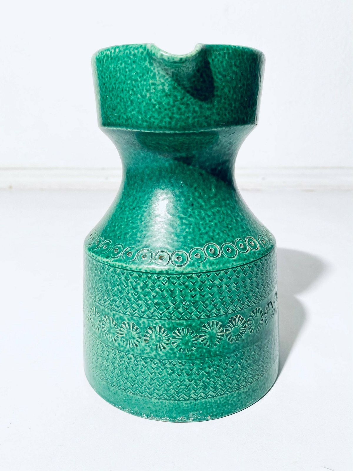 Wilhelm Kagel Green Studio Ceramic Pitcher Vase Jug / West German Pottery / Vintage 1960s photo for sale