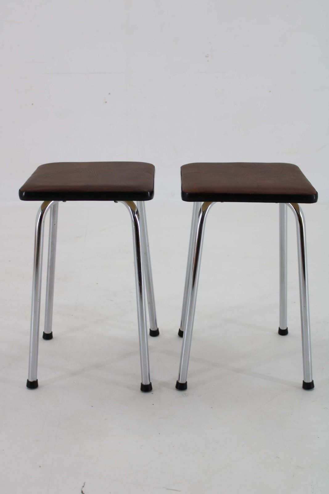1970s Pair Of Stools With Leatherette Upholstery, Czechoslovakia photo Furniture