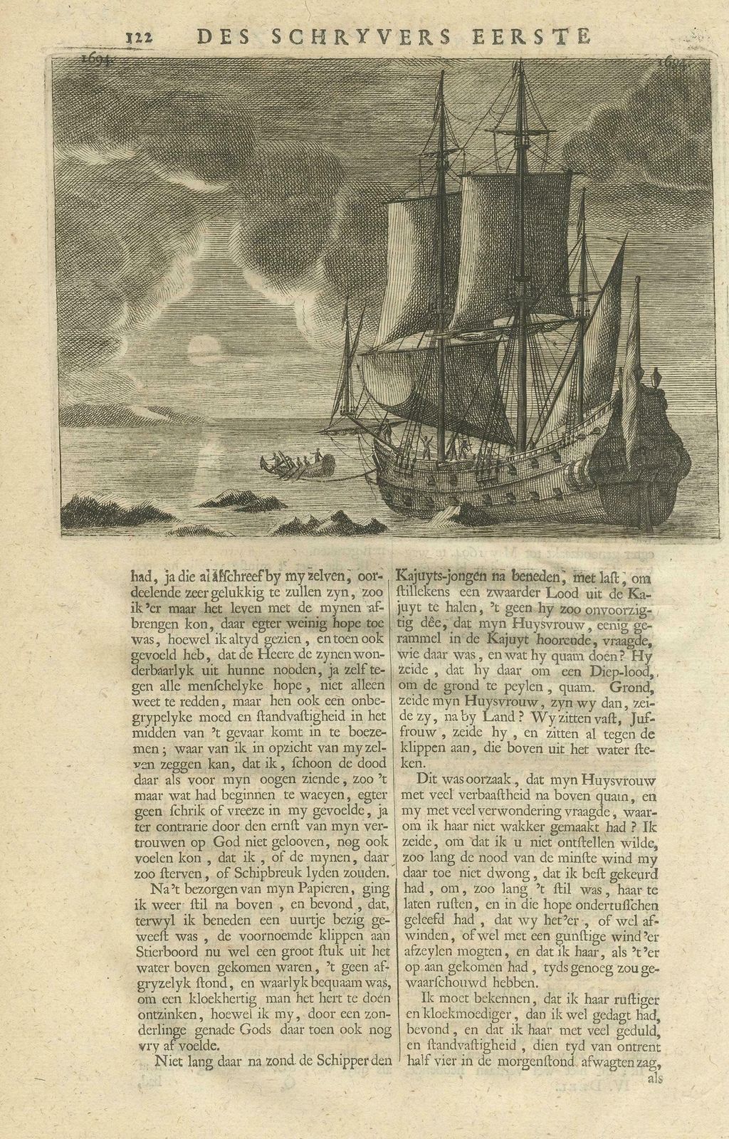 Antique Print Of A Ship By Valentijn, 1726 photo furniture
