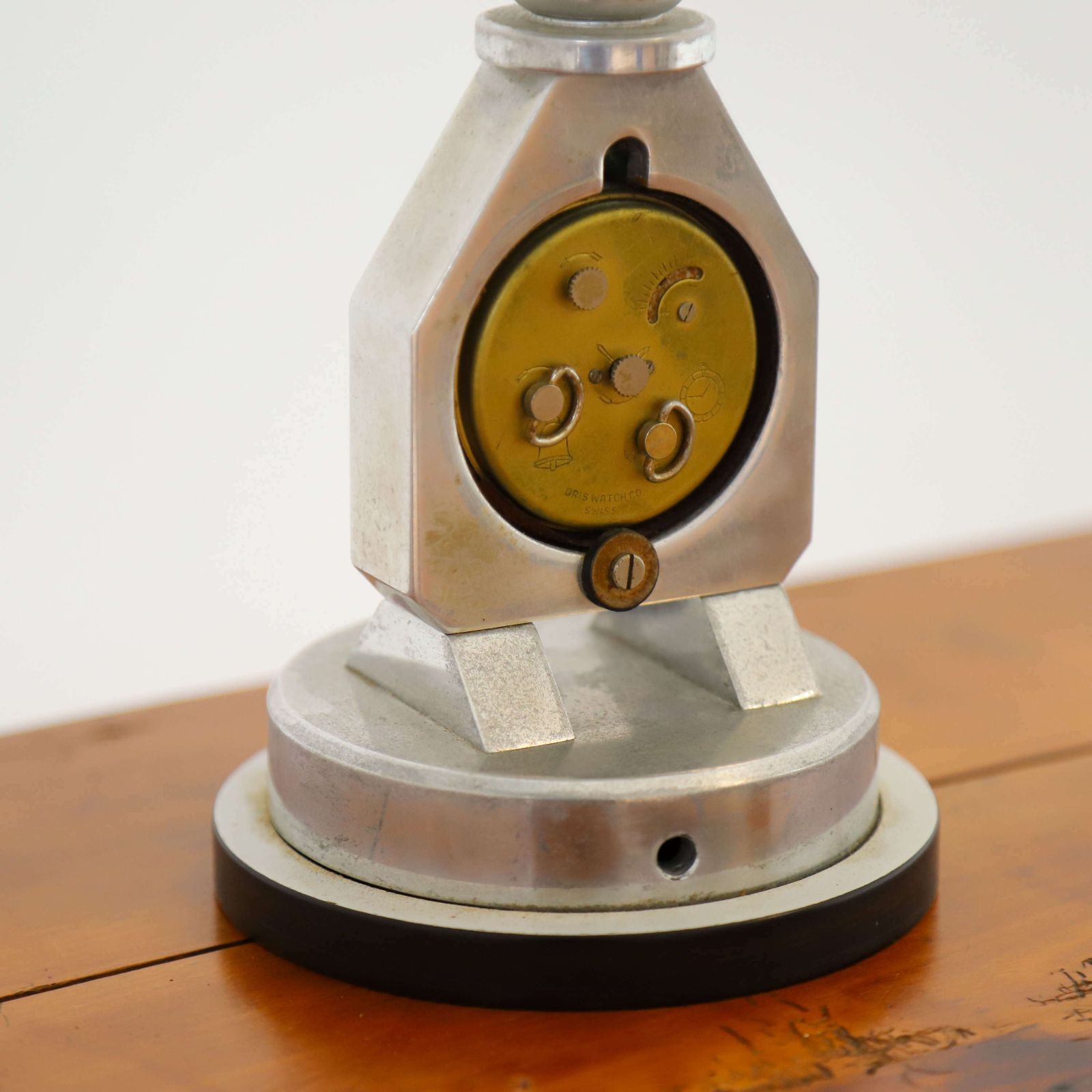 C.1930s Rare Automobilia Item   French Aluminium Lamp With Oris Watch photo for sale