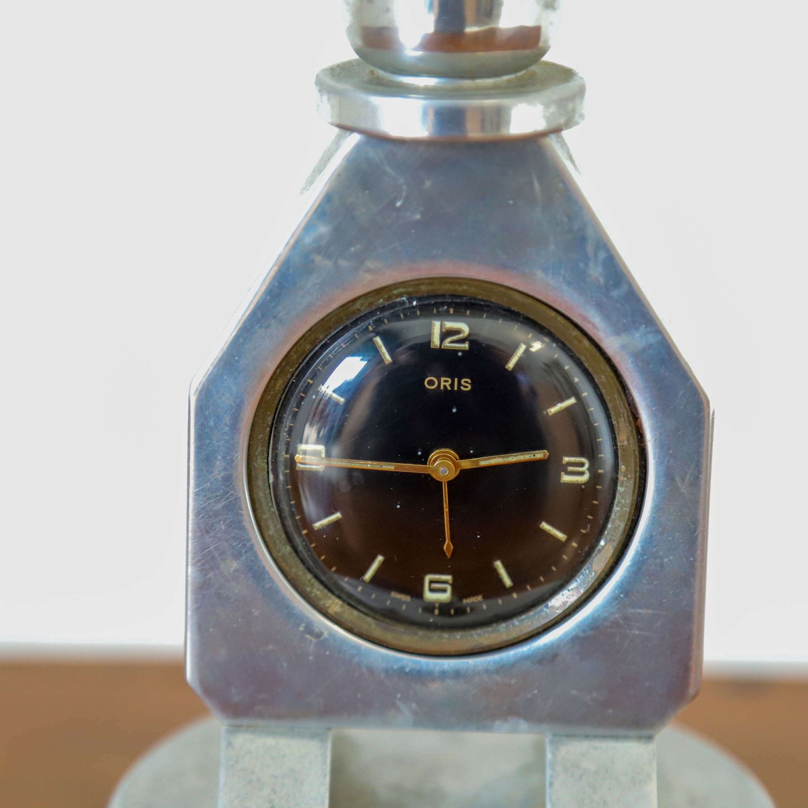 C.1930s Rare Automobilia Item   French Aluminium Lamp With Oris Watch photo 225.0