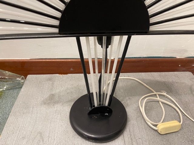 Architectural Black  And White Murano Glass Rod Table Lamps Set Of 2 photo 850.0