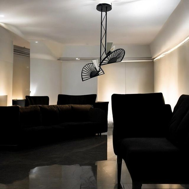 Architectural Black And White Murano Glass Rod  Light Pendant 1980’s photo for sale
