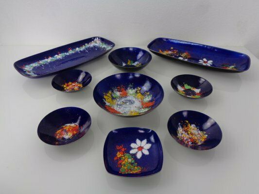 Vintage Fischland Enamelled Bowls, 1960s, Set Of 9 photo Home Decor