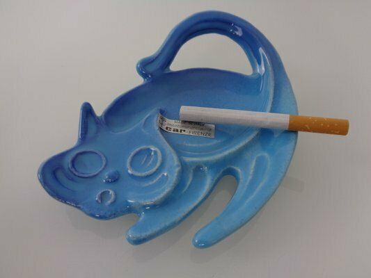 Blue Car Firenze Ceramic Cat Ashtray, Italy, 1960s photo buy