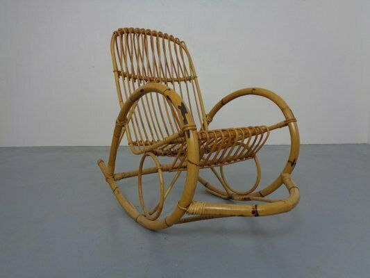 Mid Century French Bamboo Rocking Chair, 1950s photo vinterior