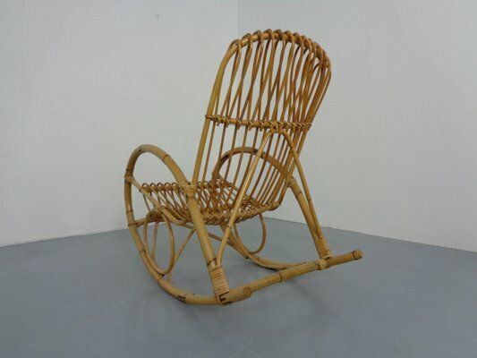 photo furniture Mid Century French Bamboo Rocking Chair, 1950s