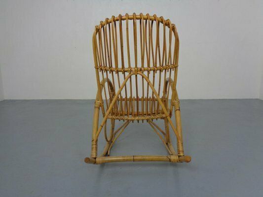Furniture Mid Century French Bamboo Rocking Chair, 1950s photo