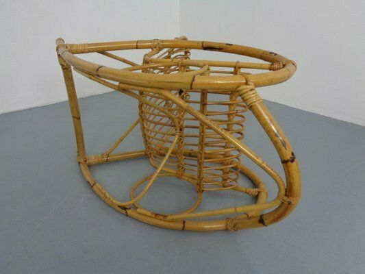 photo vinterior Mid Century French Bamboo Rocking Chair, 1950s
