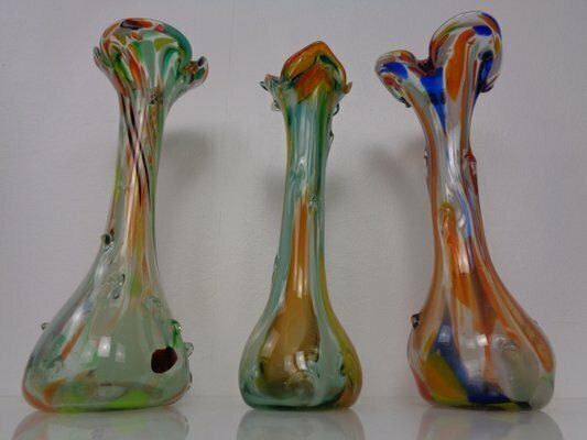 Large Murano Sommerso Glass Vases, 1960s, Set Of 3 photo furniture