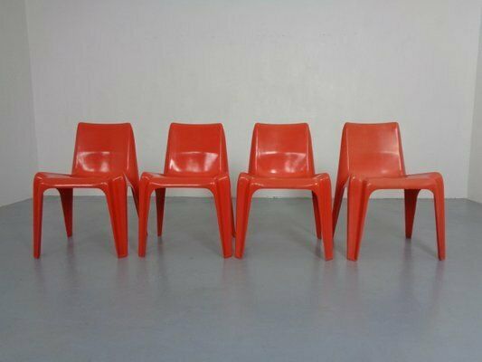 B1171 Fiberglass Stacking Chairs By Helmut Bätzner For Bofinger, 1960s, Set Of 4