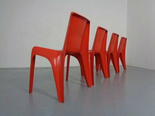 B1171 Fiberglass Stacking Chairs By Helmut Bätzner For Bofinger, 1960s, Set Of 4 photo buy
