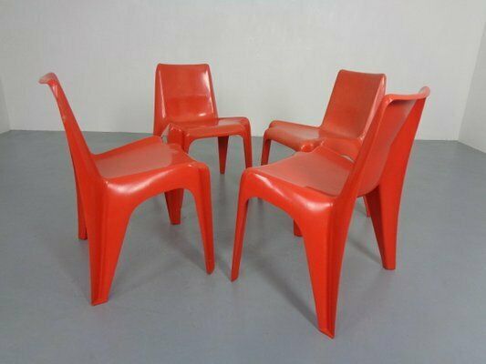 B1171 Fiberglass Stacking Chairs By Helmut Bätzner For Bofinger, 1960s, Set Of 4 photo vintage