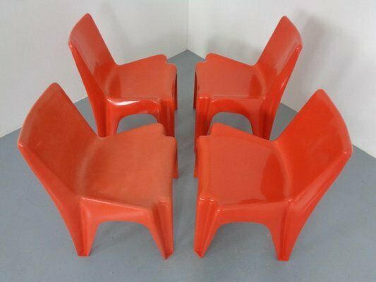 photo for sale B1171 Fiberglass Stacking Chairs By Helmut Bätzner For Bofinger, 1960s, Set Of 4