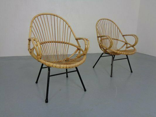 Dutch Mid Century Bamboo Chairs By Rohé Noordwolde, 1950s, Set Of 2, Set Of 2 photo buy
