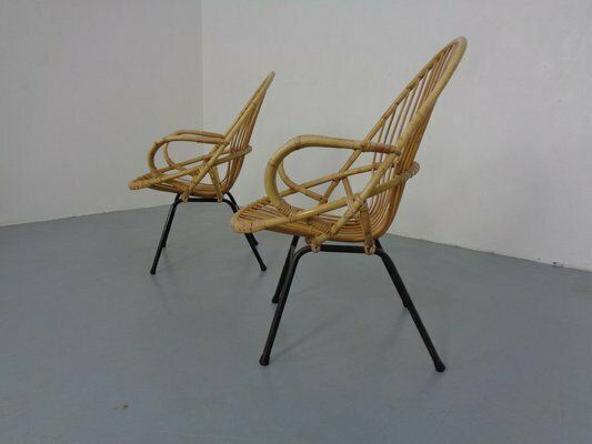 photo furniture Dutch Mid Century Bamboo Chairs By Rohé Noordwolde, 1950s, Set Of 2, Set Of 2