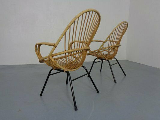 422.0 Dutch Mid Century Bamboo Chairs By Rohé Noordwolde, 1950s, Set Of 2, Set Of 2 photo