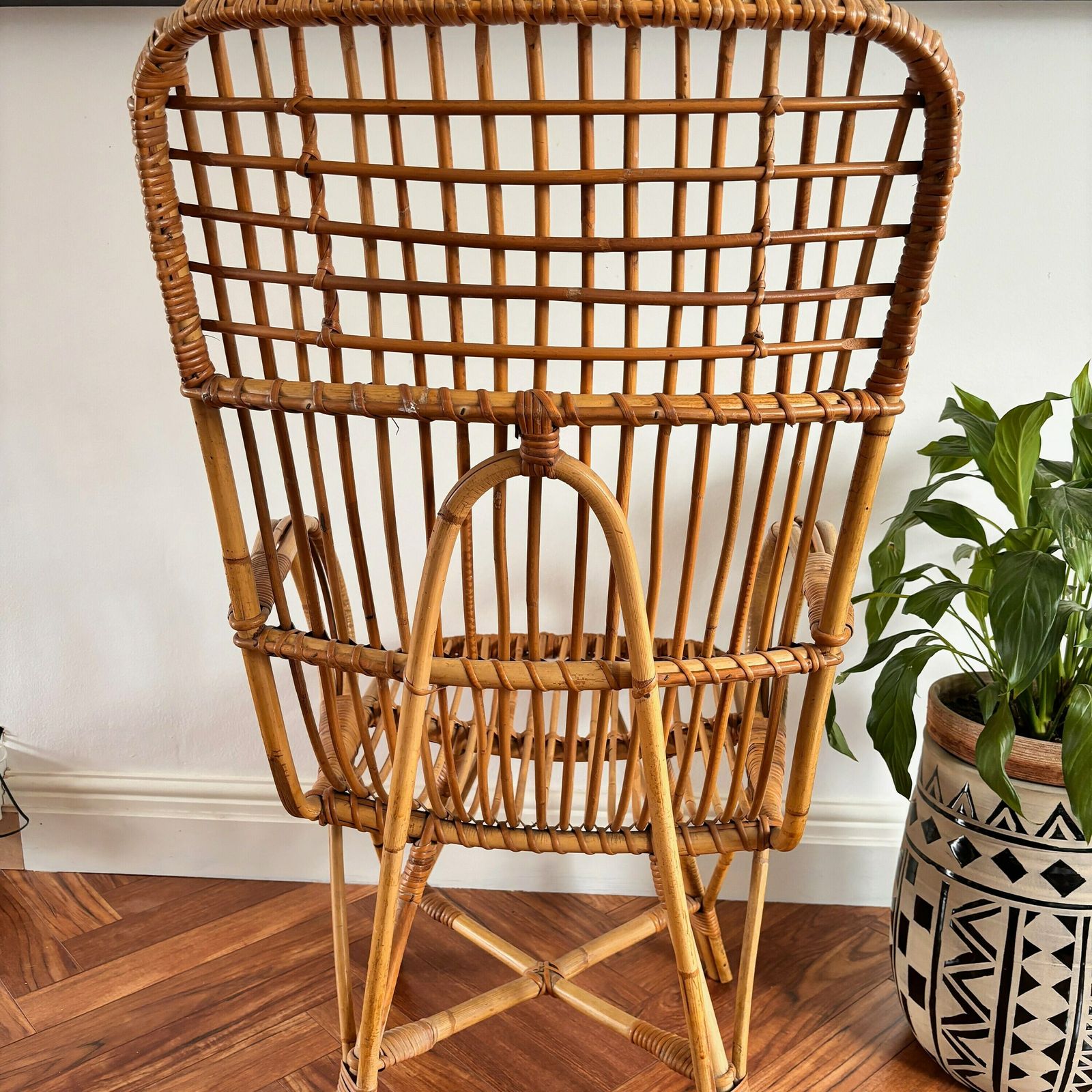Vintage Bamboo Chair, Cane Armchair. photo buy