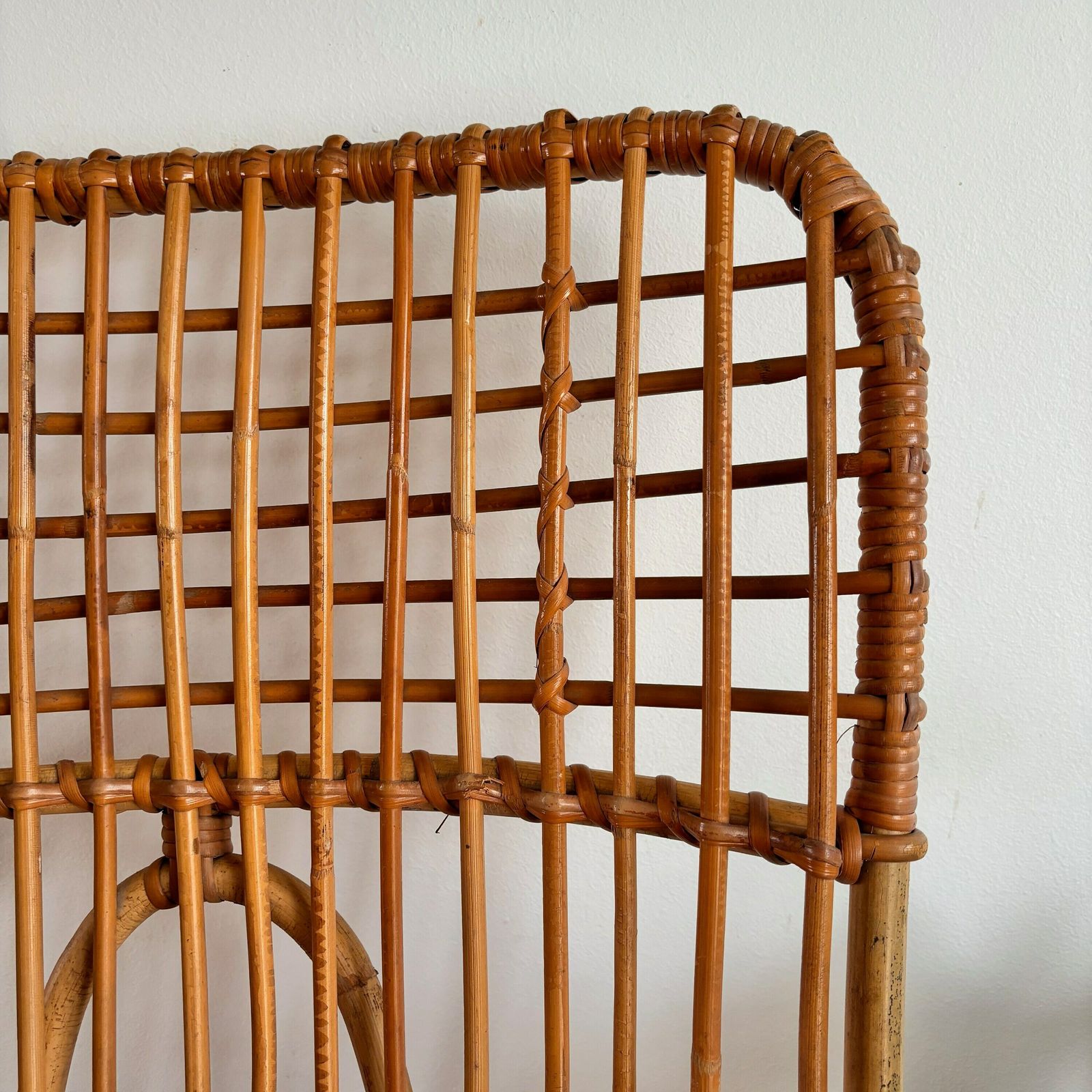 photo furniture Vintage Bamboo Chair, Cane Armchair.