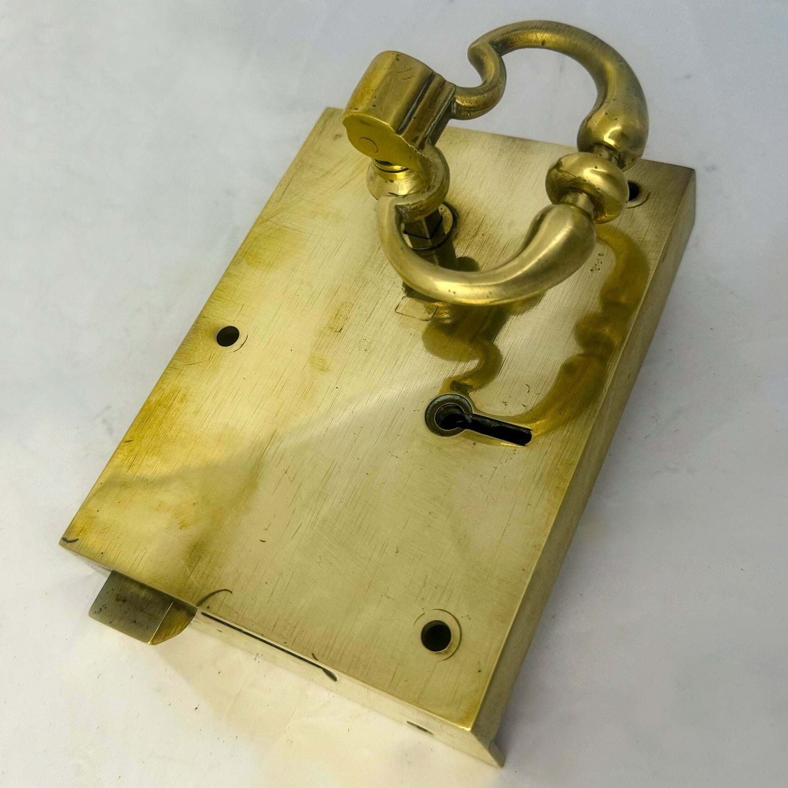 Antique Brass Rim Lock With Dutch Drop Handles photo furniture