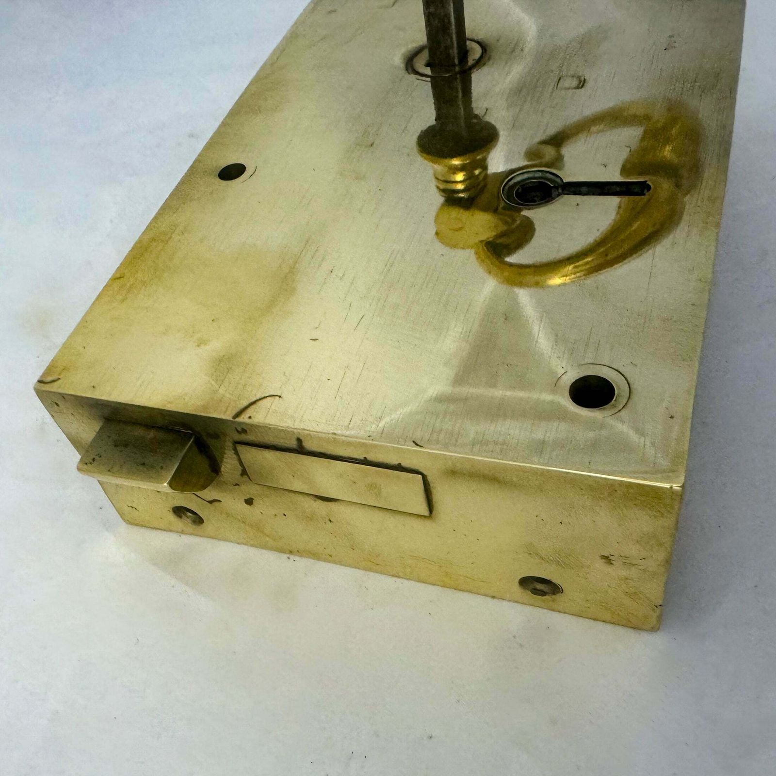 Antique Brass Rim Lock With Dutch Drop Handles photo for sale