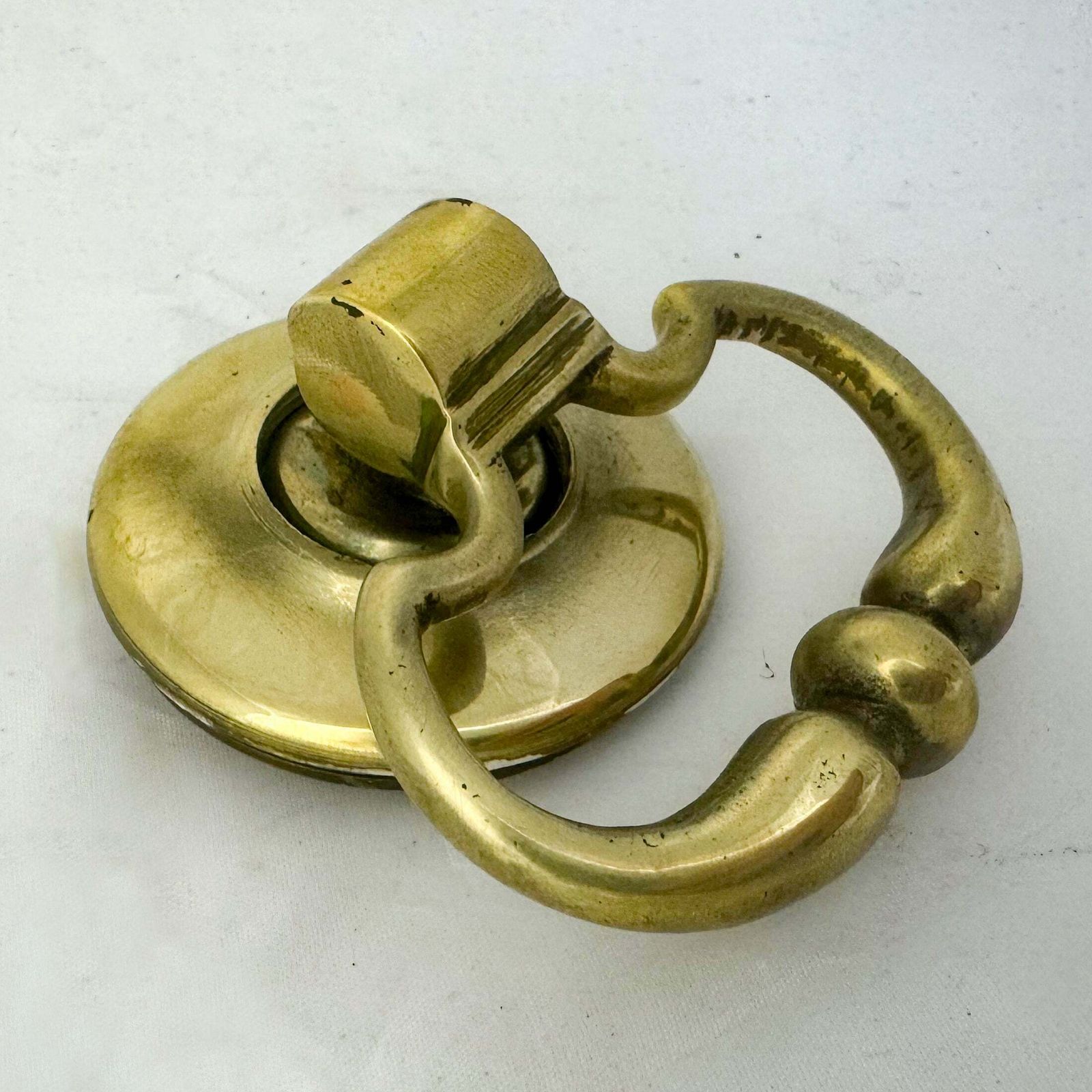 Antique Brass Rim Lock With Dutch Drop Handles And Key photo vinterior