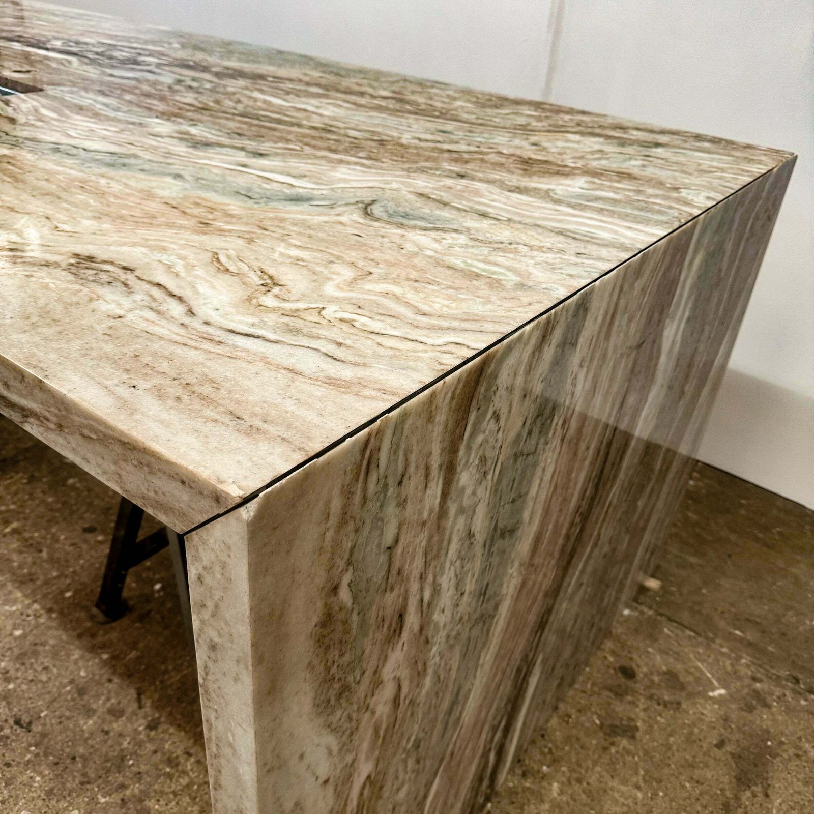 Brown And Green Marble Kitchen Island With Sink photo 3500.0