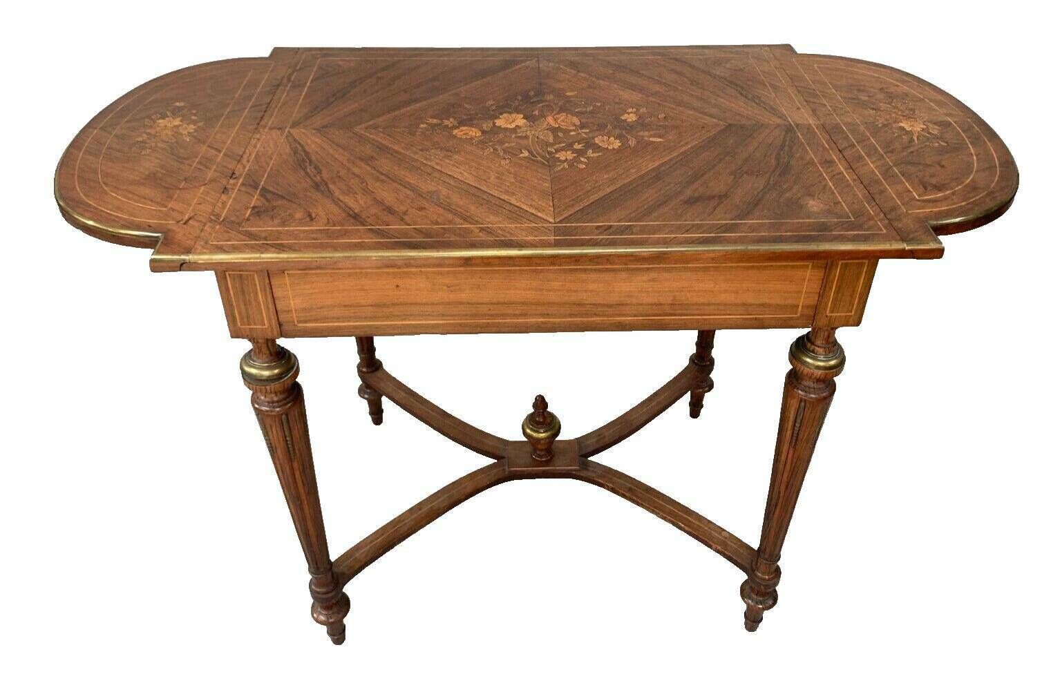 Furniture Napoleon III Style Desk Table With Marquetry Top, 20th Century photo