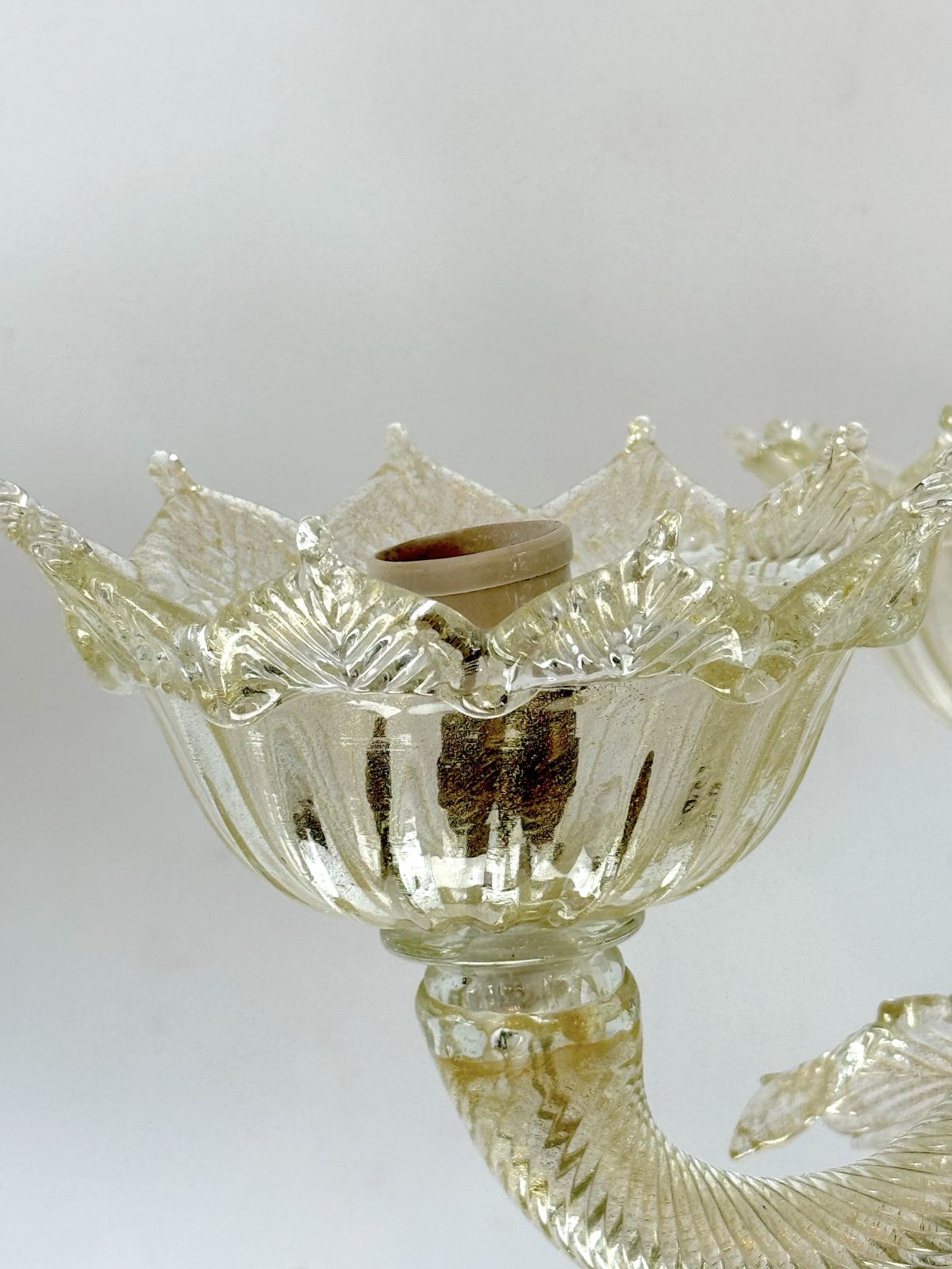 photo furniture Pair Of Italian Murano Gold Dusted Chandeliers From 50s.