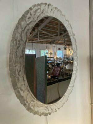 Large Oval Wall Mirror With Lighting By Egon Hillebrand For Hillebrand Lighting, 1970s