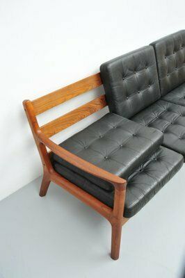 Furniture Senator Sofa With Black Leather Cushions By Ole Wascher For France And Son photo