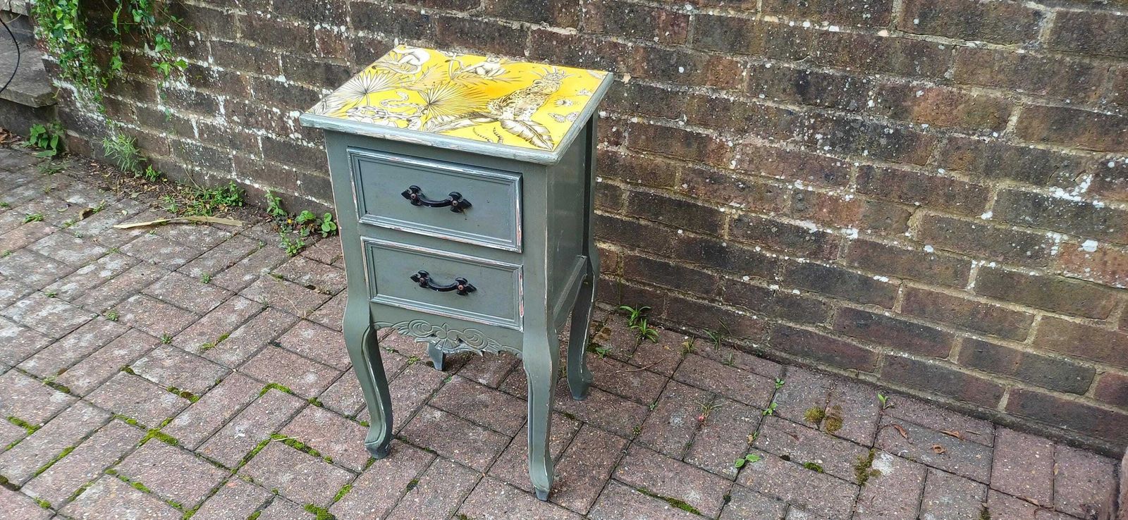 Quirky Painted Shabby Chic Bedside Cupboard With Jungle Wildlife Snake Tiger Monkey Decoupage photo furniture