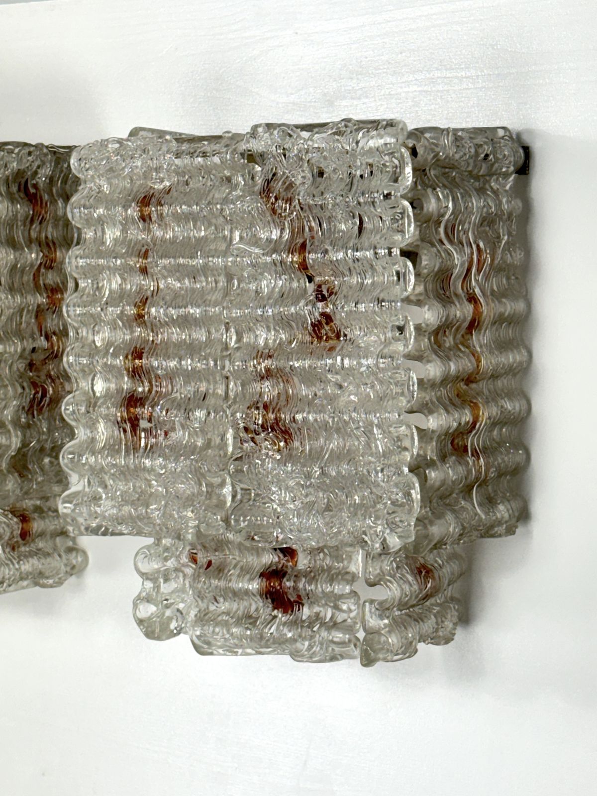 Set Of Four Large Wall Lamps In Murano Glass Elements By Poliarte. Italy 1970s photo furniture