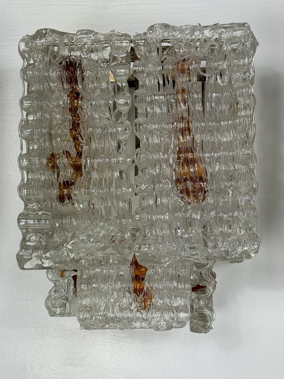 Set Of Four Large Wall Lamps In Murano Glass Elements By Poliarte. Italy 1970s photo buy