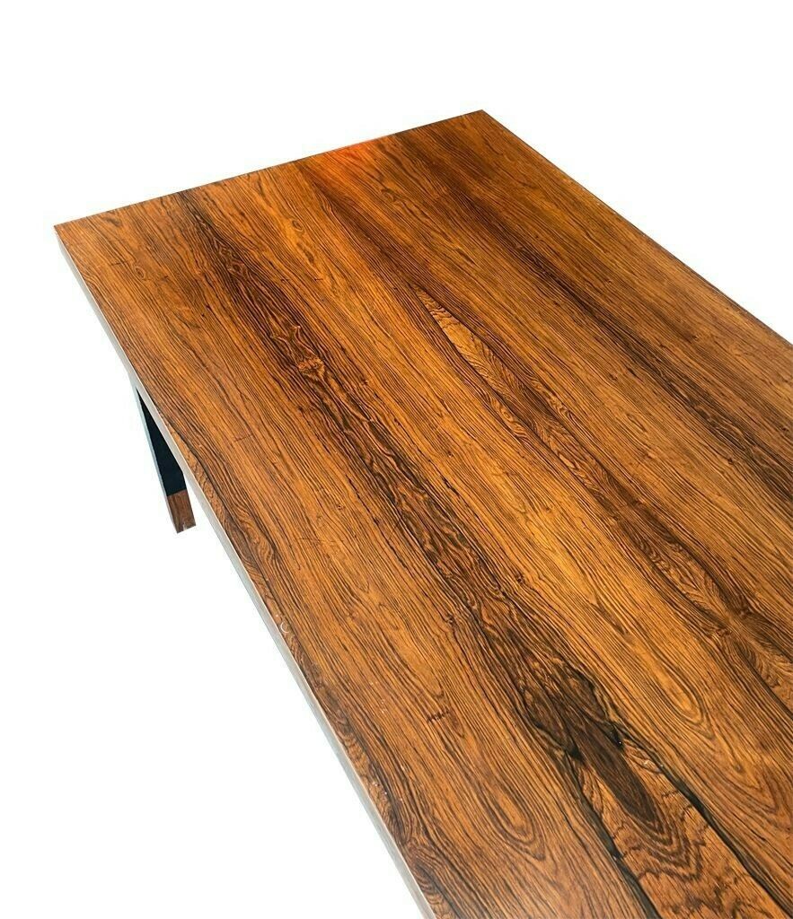 A Very Sleek Danish 1960s Rosewood Coffee Table With Black Metal Frame And Legs photo vintage