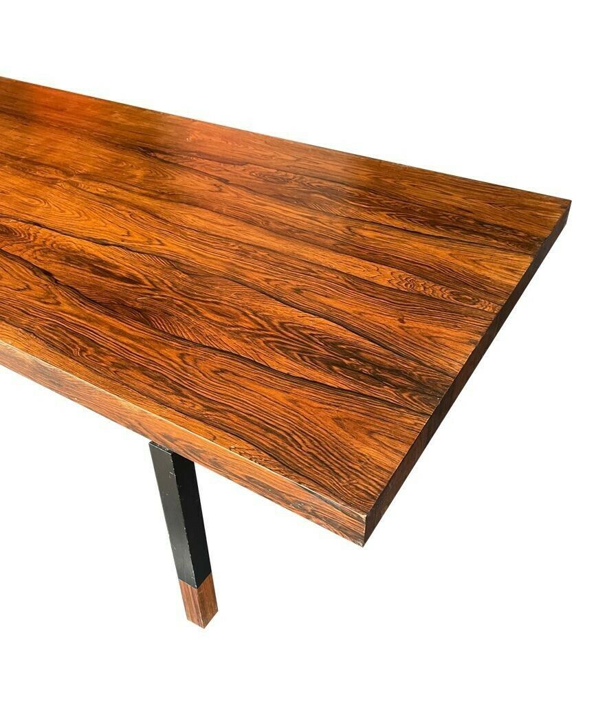 photo vinterior A Very Sleek Danish 1960s Rosewood Coffee Table With Black Metal Frame And Legs