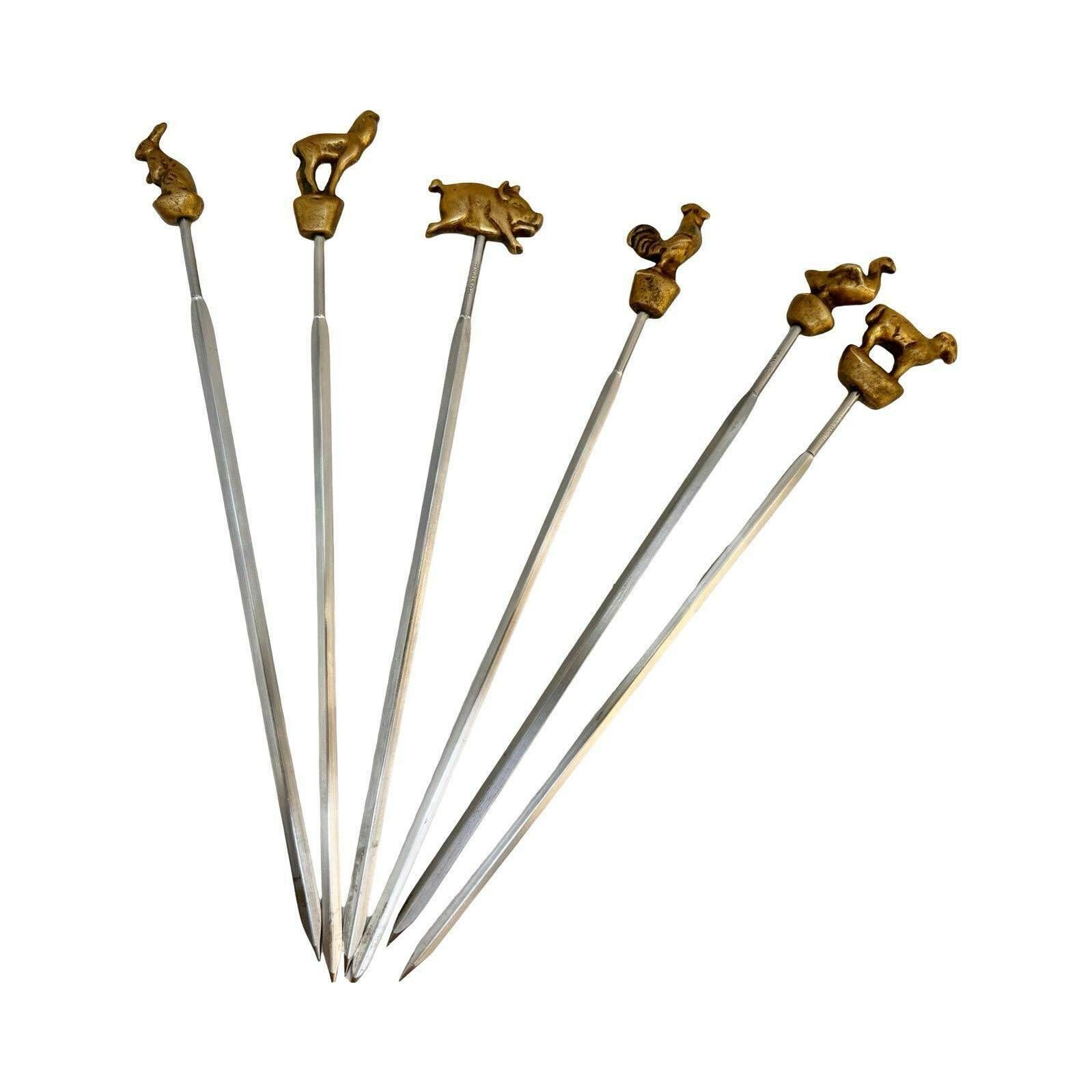 Barbecue Skewers Animals Grilled Meat Fruits Scampi/ Seafood Metal Marshmellow Vintage Handmade Grill Accessories Bbq Skewer Set Gift
