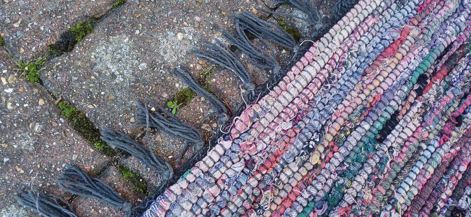Large Vintage Classic 80s Woven Recycled Cotton Rag Rug. photo vintage