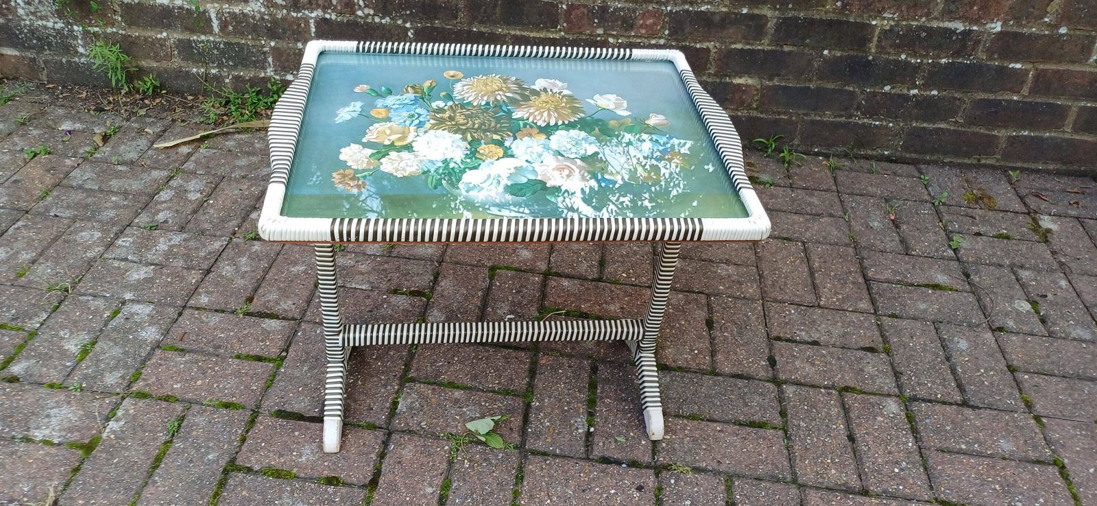 Quirky Retro Coffee Table Fire Screen Still Life Black And White Woven Plastic Decoration Wilf Walker.