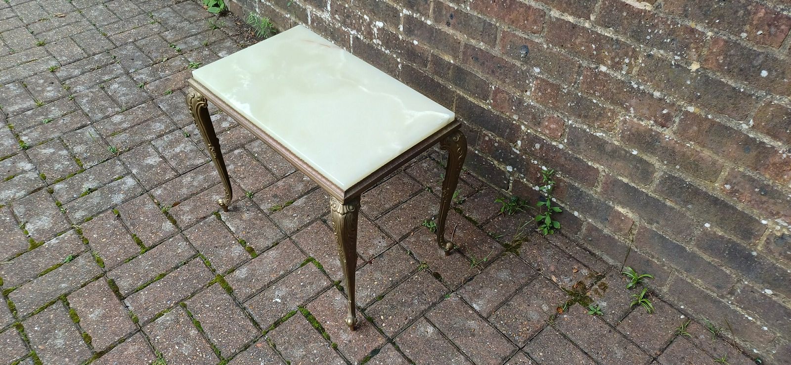 Vintage Retro Gold Metal Coffee Table With Onyx Top photo buy