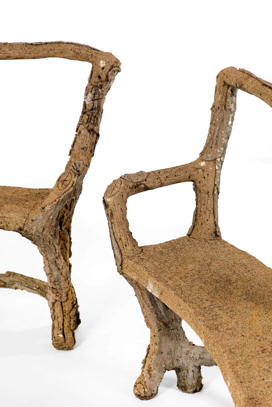 photo for sale French Faux Bois Stone Benches