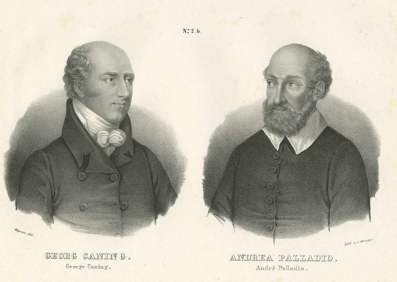 Antique Print Of Georg Caning And Andrea Palladio By Honegger, 1836 photo furniture