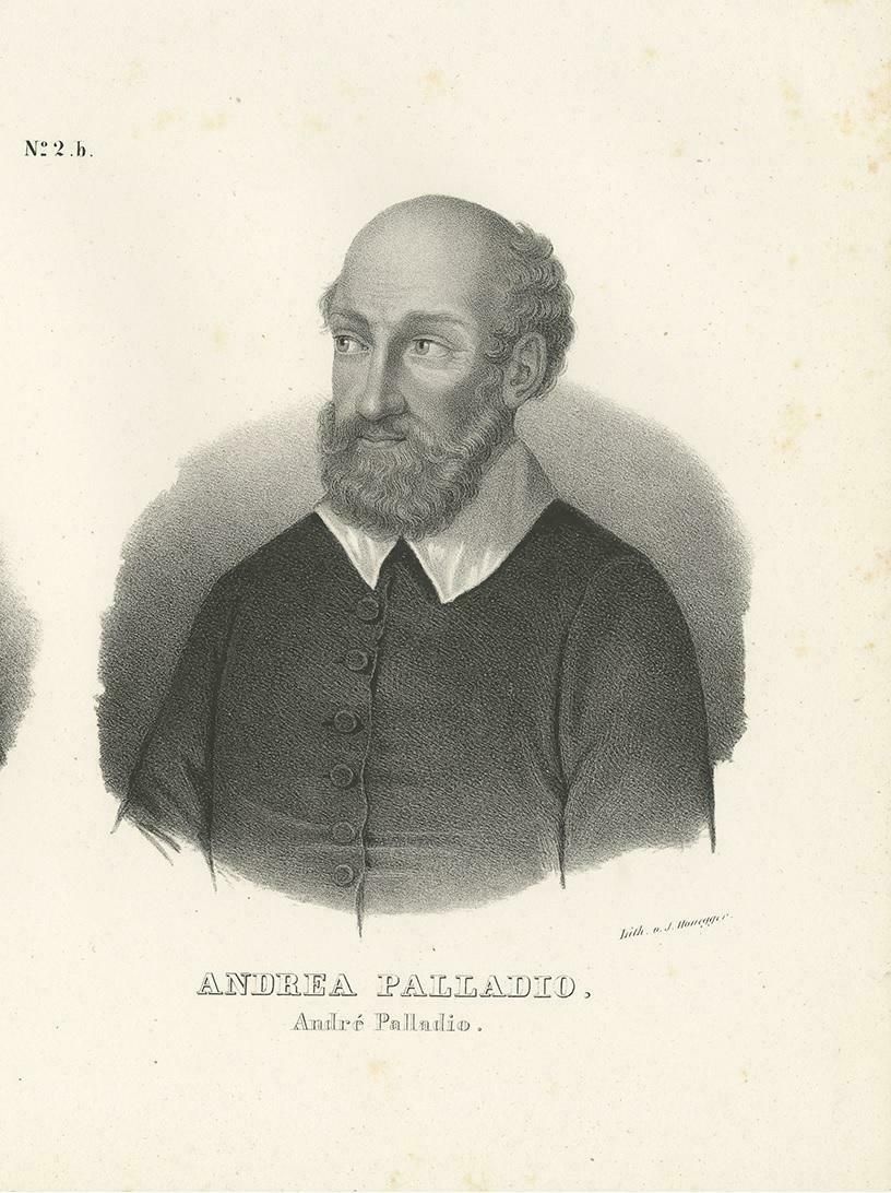 Antique Print Of Georg Caning And Andrea Palladio By Honegger, 1836 photo Art