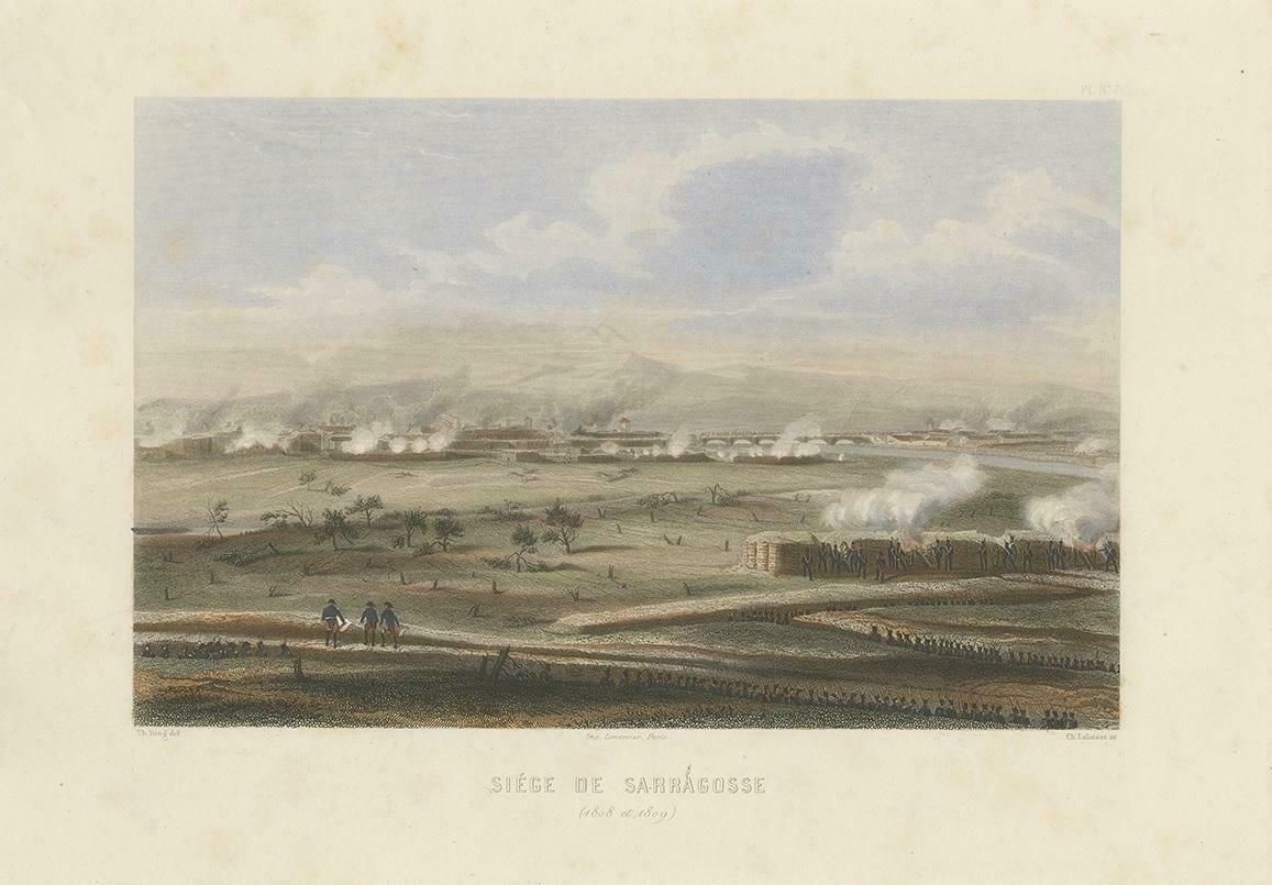 Antique Print Of The Second Siege Of Zaragoza, Circa 1860 photo furniture