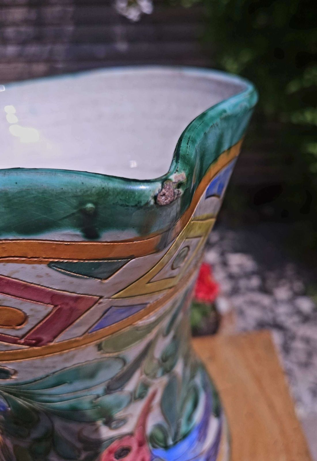 89.0 Large And Amazing Technicolour Italian Majolica Vase Jug, In Beswick Ware Style photo
