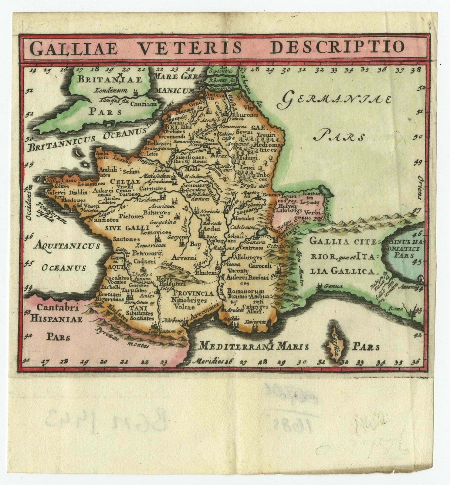 Antique Map Of France By Cluver, 1685 photo furniture